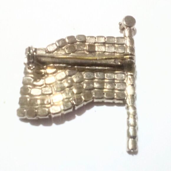 Vintage Patriotic American Flag Rhinestone Brooch – Red White Blue Sparkling Pin - Picture 4 of 4